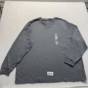 HB V-Neck Long Sleeve Tee Mens 2XL Gray New Without Tags